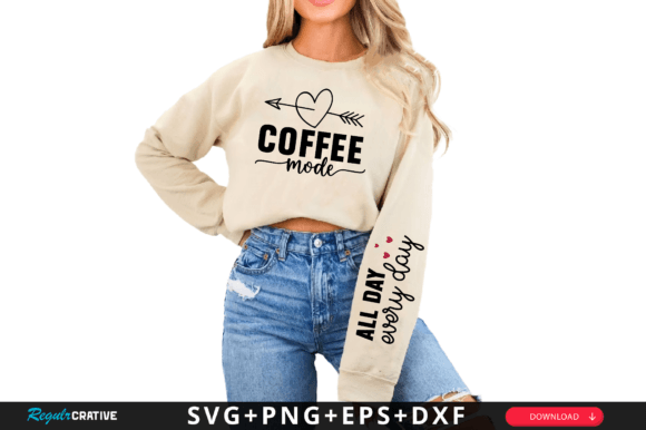 Coffee Mode Sleeve Svg Design for T-Shirt Designs