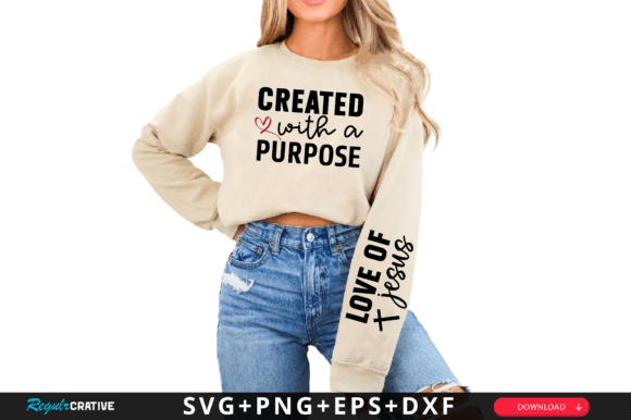 Created with a Purpose Sleeve Svg Design for T-Shirt Designs