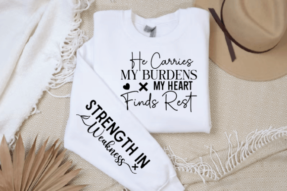 He Carries My Burdens My Heart Finds SVG T-Shirt Designs