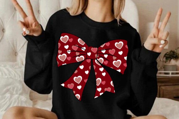 Retro Valentine s Day Coquette Bow Png for T-Shirt Designs